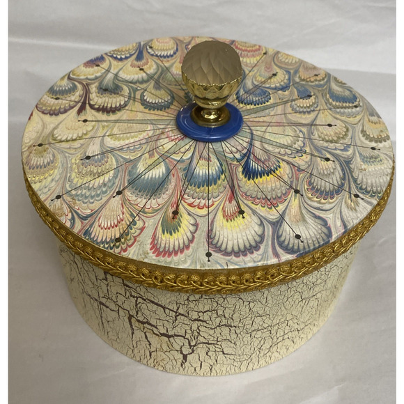 Vintage Bentwood Hollywood Regency Stacking Lidded Footed Boxes 12"T x 8.5"Dia. - Picture 5 of 8